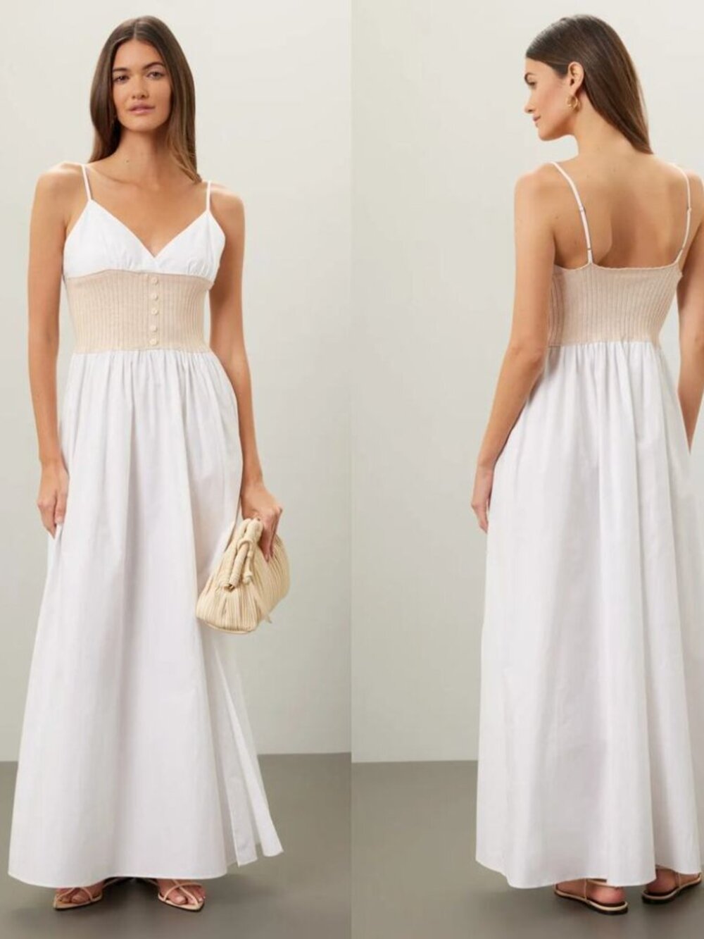 NAADAM Hybrid Cotton Cashmere Hybrid Maxi Dress Corset style Sun Summer Party M